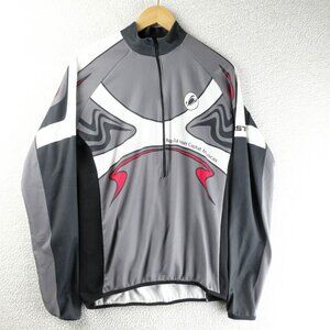 Castelli Jersey Mens Large Gray Red Half Zip Long Sleeve Lightweight Cycling